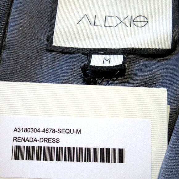 NWT Alexis Renada in Grey Silver Sequin Balloon Sleeve Fit & Flare Dress M - Picture 7 of 9